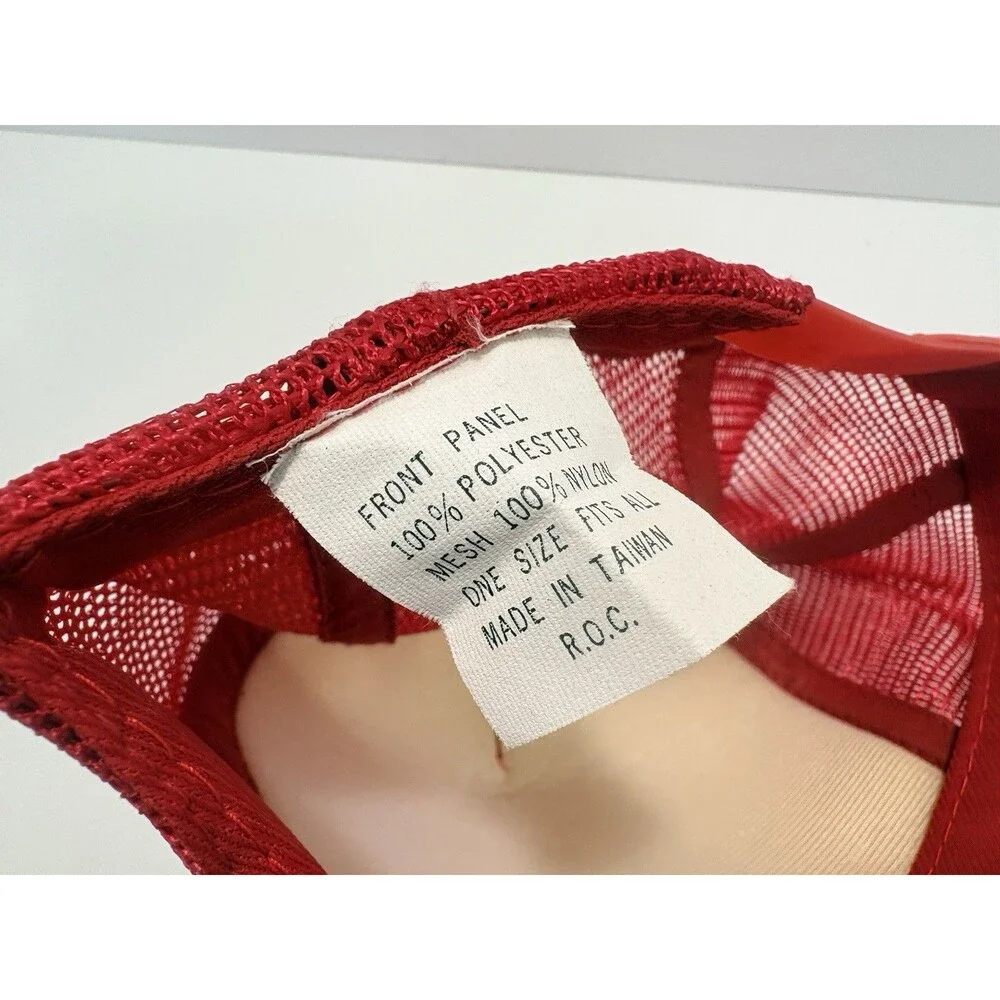 Tru Turn Hooks Red Mesh Trucker Hat Snapback Fishing Cap One Size VTG